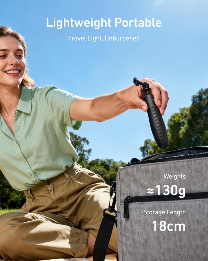 TELESIN 18.1'' Mini Selfie Stick Tripod for DJI OSMO Nano Action 6 5 4,GoPro Hero 13 12,Insta360 X5 X4,Xtra Edge Camera Accessories,360°Adjustable Monopod,Vlog Extended Handle Grip,Magnetic Base Stand
