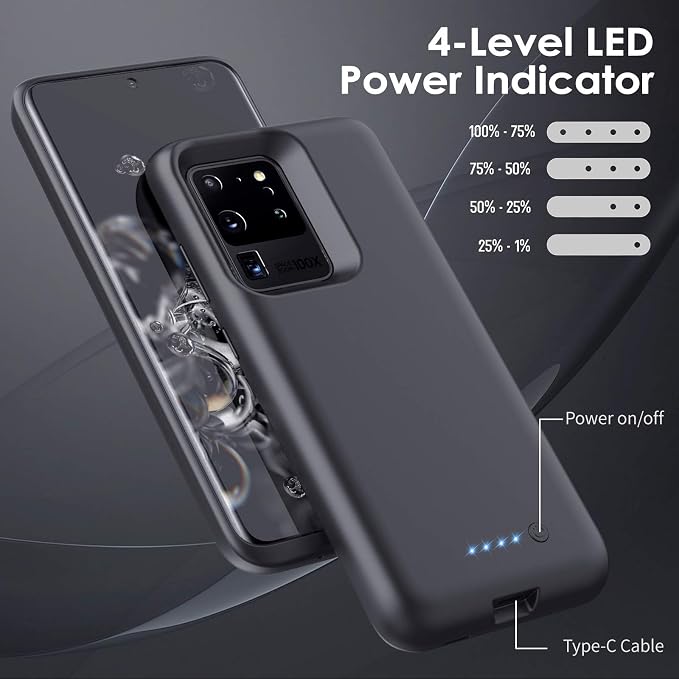 Battery Case for Galaxy S20 Ultra 8500mAh, Portable Charging Case Protective Rechargeable Extended Battery Pack for Samsung Galaxy S20U 5G (6.9 inch) Charger Cover -Black