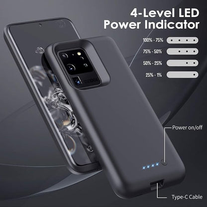 Battery Case for Galaxy S20 Ultra 8500mAh, Portable Charging Case Protective Rechargeable Extended Battery Pack for Samsung Galaxy S20U 5G (6.9 inch) Charger Cover -Black