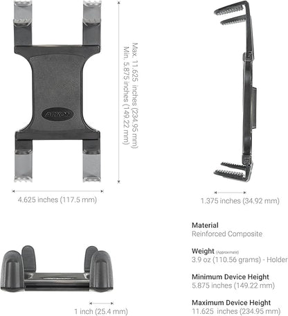 ARKON Mounts Slim-Grip Car Headrest Tablet Holder | Strong Grip Headrest Clamp with Universal Tablet Holder | Adjustable Robust Shaft | Compatible with iPad, Samsung, Pixel, and More