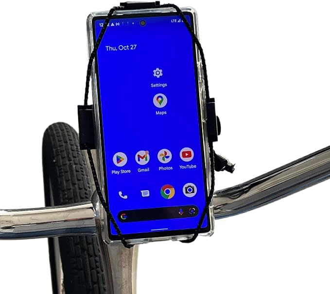 BiKase ElastoKASE Universal Bike Phone Mount, Flexible Rubber Handlebar Holder for Smartphones, Secure Shock Cord Grip, Fits iPhone & Samsung Galaxy, Ideal for E-Bikes
