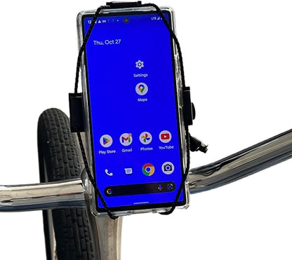BiKase ElastoKASE Universal Bike Phone Mount, Flexible Rubber Handlebar Holder for Smartphones, Secure Shock Cord Grip, Fits iPhone & Samsung Galaxy, Ideal for E-Bikes