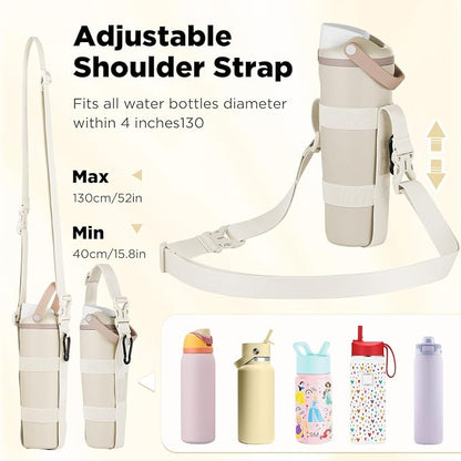 EasyAcc Water Bottle Holder Strap Sling, for Owala FreeSip 24 32 40 oz, Hydro Flask, Cirkul, Yeti, Stanley Flip, Universal Water Bottles, with Carabiner, for Walking Curise Travel (Bottle Excluded)