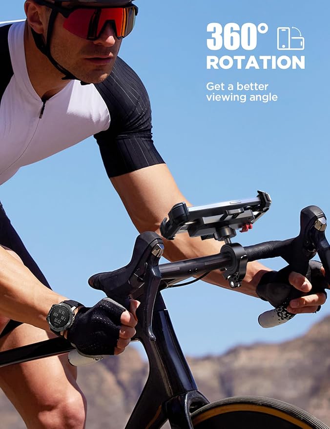 JOYROOM Motorcycle Phone Mount Holder, [Metal Tie Rod][1s Auto Lock] Bike Phone Mount Holder Handlebar Clamp - [No Shake] Bicycle E-Bike Scooter Phone Holder for iPhone 16/15 Pro Max and so on