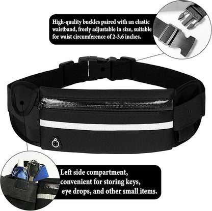 Running Belts for Women and Men,Waterproof Fanny Pack,Flip Belt Running Belt with Water Bottle,Running Phone Holder (Black)