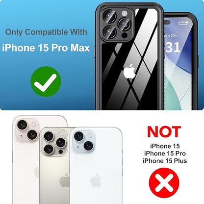 ANTSHARE Waterproof Case for iPhone 15 Pro Max, with [Built-in Privacy Screen Protector] [IP 68 Underwater], Anti-Peeping Adsorption Full Body Double Protective Case for iPhone 15 Pro Max, Black