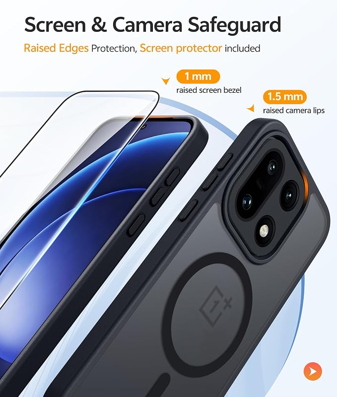 FNTCASE for Oneplus 15 Case: Magnetic Matte Translucent Frosted Slim Shockproof Cell Phone Cover | Durable Screen Protector | Military Grade Protection Drop Proof Protective Cases, 6.78 inches