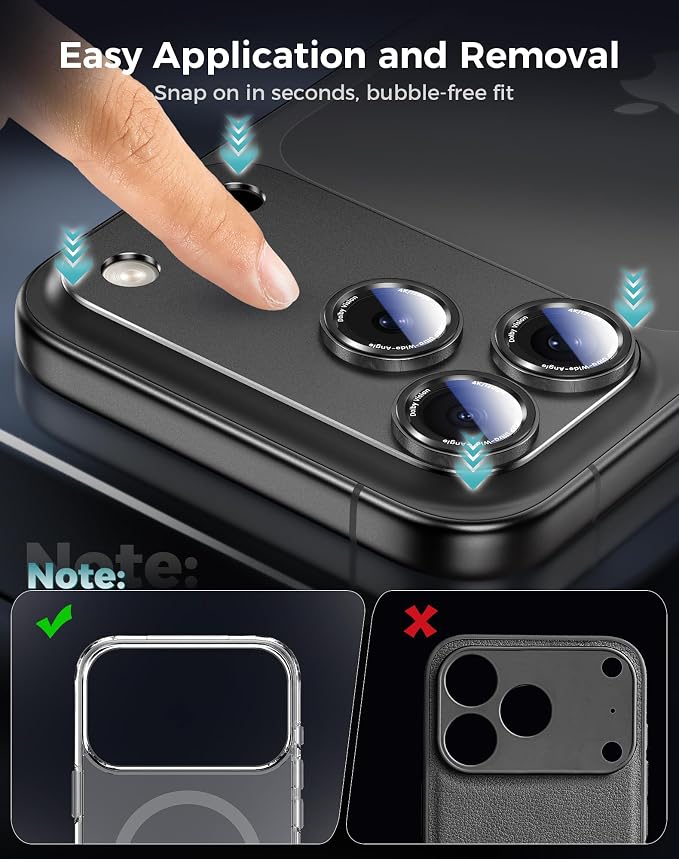 Goton Compatible for iPhone 17 Pro Camera Lens Protector, 1-Pack Aluminum Alloy Metal Cover with HD Tempered Glass, Pro Camera Style, Shatter-Resistant, Scratch-Proof, Case Friendly