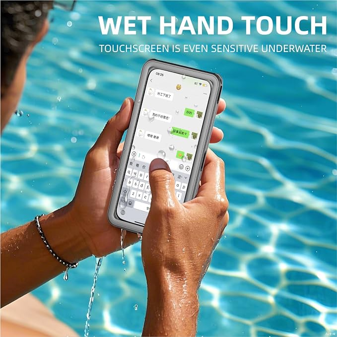 [Up to 7.0"] Waterproof Phone Case, IPX8 Waterproof Phone Pouch for iPhone 17 Pro Max/17 Pro/17/16/15/14/13, Samsung Galaxy S25/S24/S23 Ultra, Google/Moto - Black