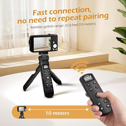 for Sony Tripod Wireless Shooting Grip with Shutter Release - Mini-Tripod with Rechargeable Remote Control for ZV-E10/ZV-E1/ZV-1/ZV-1F/RX100 VII/RX0 II/A6700/A6400/A6600/A7 III/FX3/FX30 - for Vlogging