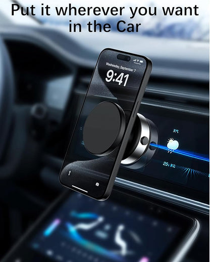 Electric Vacuum Suction Cup Magnetic Phone Mount, 360 Rotatable Magnetic Cell Phone Holder, Adjustable Hands-Free Portable for Magsafe iPhone Car Gym Mirror Smooth Surface(Black)