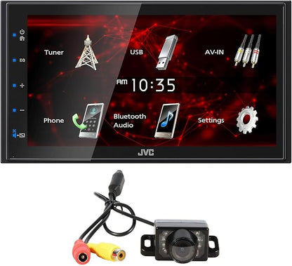 Audiosavings Bundle: JVC KW-M180BT 6.8" Car Monitor iPhone Android Bluetooth Receiver w/USB+Camera