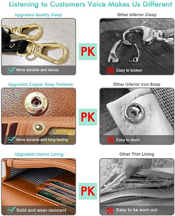 nuoku Women Small Crossbody Bag Cellphone Purse Wallet with RFID Card Slots 2 Straps Wristlet