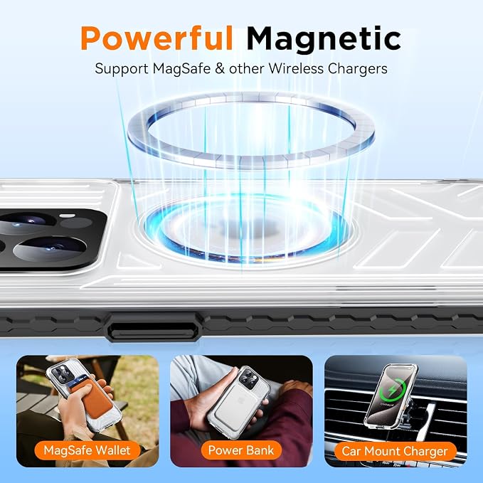 WIFORT for iPhone 15 Pro Max Waterproof Case, [IP68 Underwater Dustproof][Built-in Screen][15FT Military Shockproof], 360 Full Body Sealed Protection Cover Magnetic Frosted Phone Case, 6.7" Black