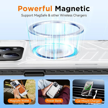 WIFORT for iPhone 15 Pro Max Waterproof Case, [IP68 Underwater Dustproof][Built-in Screen][15FT Military Shockproof], 360 Full Body Sealed Protection Cover Magnetic Frosted Phone Case, 6.7" Black