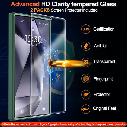 MOZOTER for Samsung Galaxy S24 Ultra Case,[Compatible with MagSafe] Green | [12Ft Military Dropproof][2*Screen Protector]Translucent Anti-Slip Back Slim Shockproof Case for S24 Ultra-Green