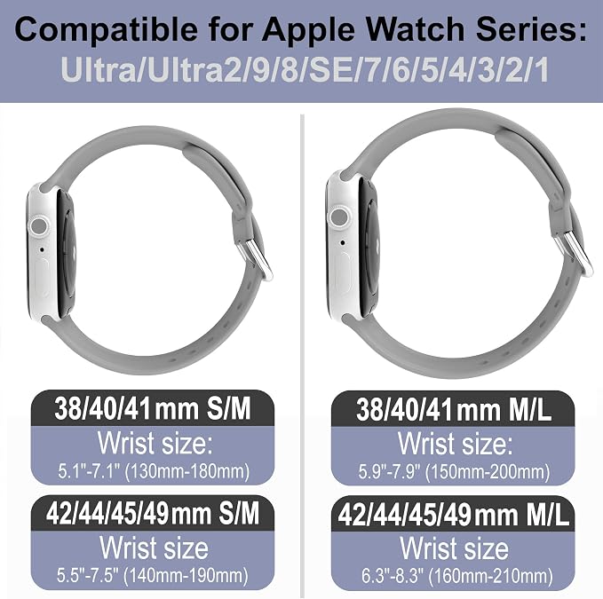 Faith Over Fear Watch Band compatible with Apple Watch Laser Engraved iWatch Band Silicone 38mm 40mm 41mm 42mm 44mm 45mm 49mm Strap Jesus Psalm Christian God (44/45/49mm M/L, Grey)