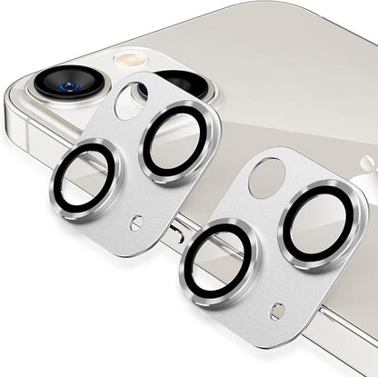 Korecase [2 Pack] for iPhone 14 / iPhone 14 Plus Camera Lens Protector, Anti Scrach HD Tempered Glass Camera Screen Protector Cover,Aluminum Alloy Whole Lens Film,Silver