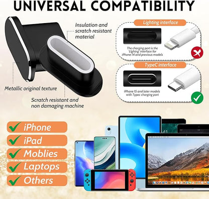 Mobile Phone Speaker Metal Dust Mesh, typeC Charging Port dust Plug, USB C Cleaning Brush Cleaning Tool Set for iPhone 17 Pro (Black)