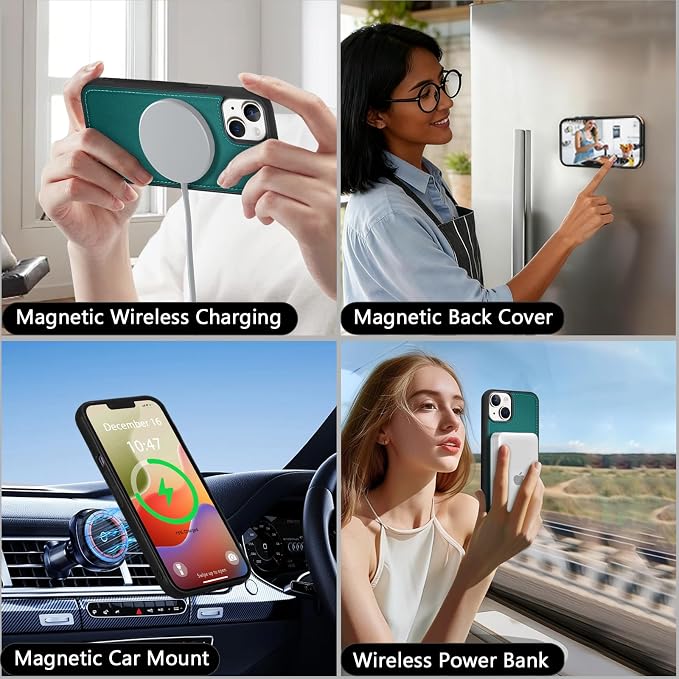 Wallet Case for iPhone 14 Plus with Card Holder/Crossbody Wallet/Strap| RFID Blocking | Magnetic | Kickstand | Detachable | PU Leather Phone Case for iPhone 14 Plus,6.7 in,Green