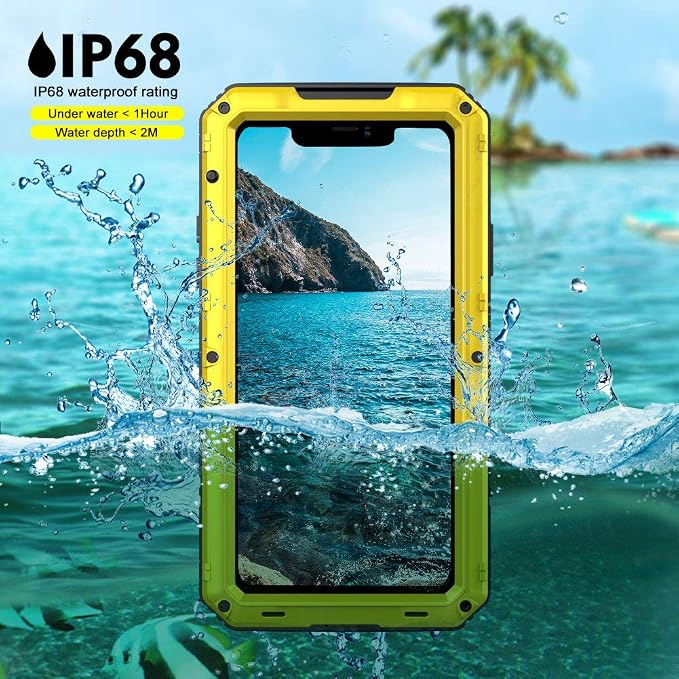 Beasyjoy for iPhone 11 Pro Max Case Waterproof Metal Case Heavy Duty Built-in Screen Full Body Protective Shockproof Military Grade Yellow