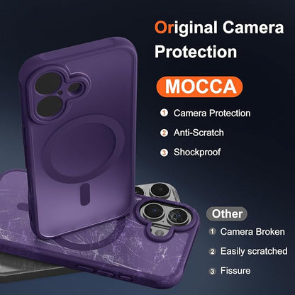 MOCCA Magnetic for iPhone 17 Case, (Compatible with Magsafe) (16FT Military Grade Protection) Full Camera Protection Anti-Fingerprint Slim Translucent Matte Phone Cover 6.3",Deep Purple