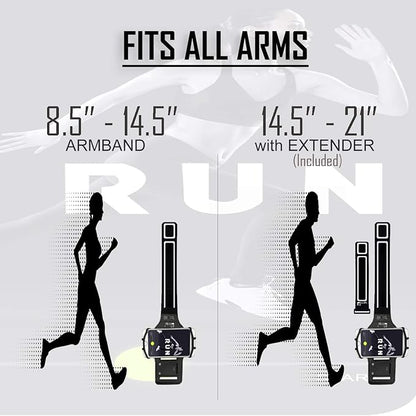 RevereSport Universal iPhone Running Armband (17/16/15/14/13/12/11/10/X/XR/SE/Air/Plus/Max/Pro). Phone Holder Case