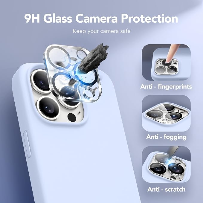 GONEZ Magnetic for iPhone 15 Pro Case, Compatible with MagSafe, [Screen Protector + Camera Lens Protector], Silicone Shockproof Anti-Scratch Protective Phone Case 6.1 inch, Baby Blue