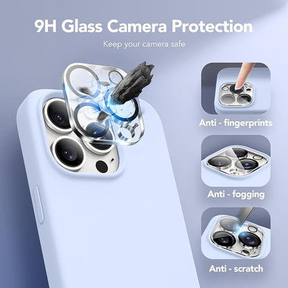 GONEZ Magnetic for iPhone 15 Pro Case, Compatible with MagSafe, [Screen Protector + Camera Lens Protector], Silicone Shockproof Anti-Scratch Protective Phone Case 6.1 inch, Baby Blue