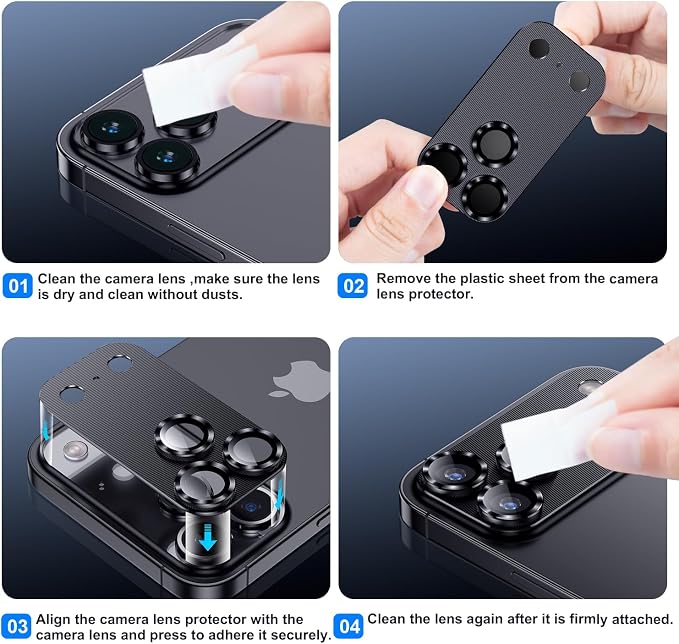 AFARER [2 Pack Camera Screen Cover for iPhone 17 Pro Max,[Does not Affect Night Shots] 9H Metal Tempered Glass Lens Protector,Not Easy to Break,Strong Adsorption,Case-Friendly,Blue