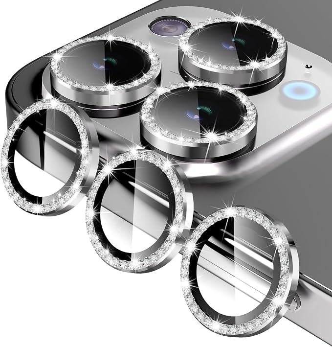 Jeluse Camera Lens Protector for iPhone 17 Pro Max/17 Pro/16 Pro Max/16 Pro/15 Pro Max/15 Pro/14 Pro Max/14 Pro, 9H Tempered Glass Screen Protector Cover Alignment Kit Metal Individual Ring