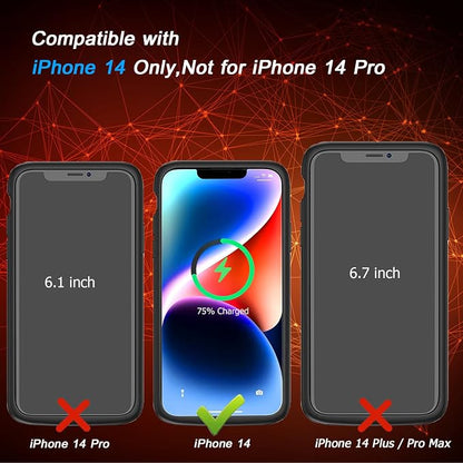 Battery Case for iPhone 14, [10000mAh] Enhanced Rechargeable Portable Protective Qi Wireless Charger Case Battery Pack Support CarPlay Wireless Charging Case Compatible with iPhone 14 (6.1 inch)-Black