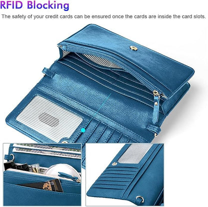 nuoku Women Small Crossbody Bag Cellphone Purse Wallet with RFID Card Slots 2 Straps Wristlet