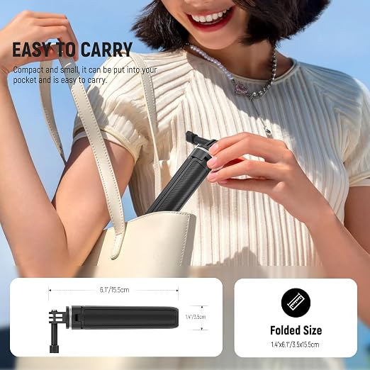NEEWER Basic Selfie Stick Tripod for DSLR Action Camera Webcam, Mini Vlogging Video Desk Stand Accessories Compatible with GoPro Hero 13 12 Insta360 DJI Osmo Action 5 Pro AKASO EK7000 Brave 4 7, TP46