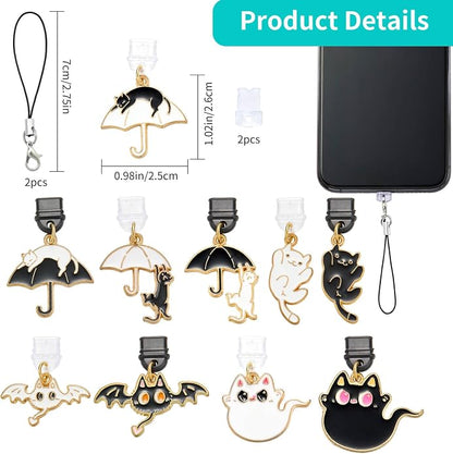 7-10Pcs Dust Plug Charm Type C with Alloy Pendants Cute Cell Phone Charms for Most Type C Phone,Readers Device