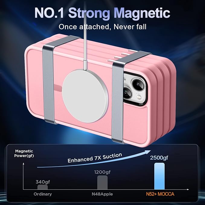 MOCCA Strong Magnetic for iPhone 13 Case, [Compatible with Magsafe][Screen Protector+Camera Lens Protector] Translucent Matte Back Slim Shockproof Case for iPhone 13 Phone Case 6.1", Pink