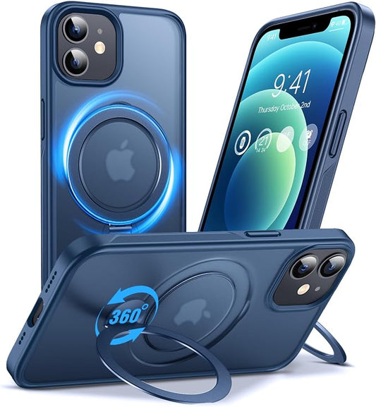 Anqrp 360° ALL-in-ONE Stand Case for iPhone 12/12 Pro Case with Rotatable Magnetic KickStand Ring Holder, Compatible with MagSafe, MIL-Grade Shockproof iPhone 12/12 Pro Phone Case Cover 6.1 inch, Blue
