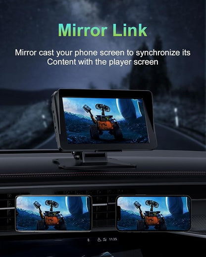 Apple Carplay Screen for Car, 7" HD Portable Wireless Apple Carplay & Android Auto Touchscreen, with 1080P Backup Camera, Car Play Screen Tablet, GPS Navigation/Mirror Link/Bluetooth/FM/Voice Control