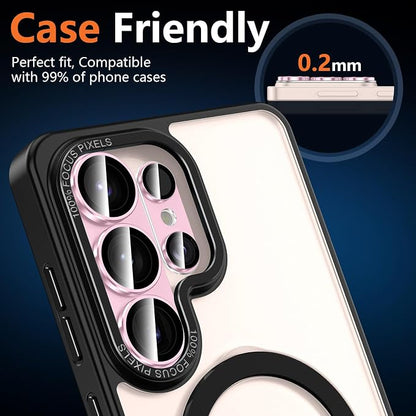 for Samsung Galaxy S26 Ultra Camera Lens Protector, Electroplated Matte Back with 9H Tempered Glass Lens Protector, [Strong Adsorption] [Case-Friendly] Metal Ring HD Clear Lens Cover, Pink