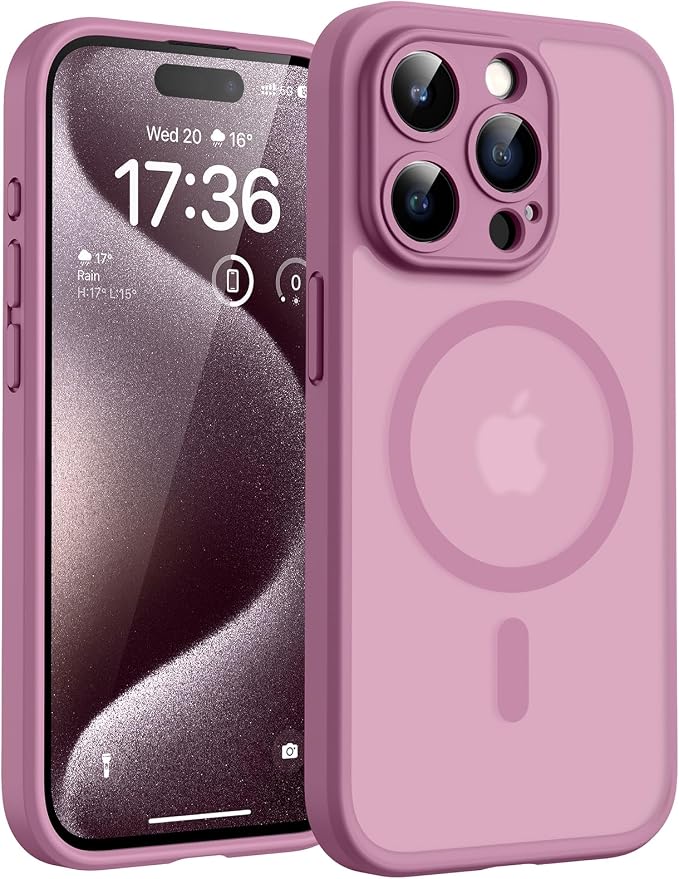 TOCOL for Phone 15 Pro Case, Compatible with Magsafe Charger, Full Camera Protection, Drop Protection, Translucent Matte Phone Case for iPhone 15 Pro 6.1 inch (Lilac Purple)