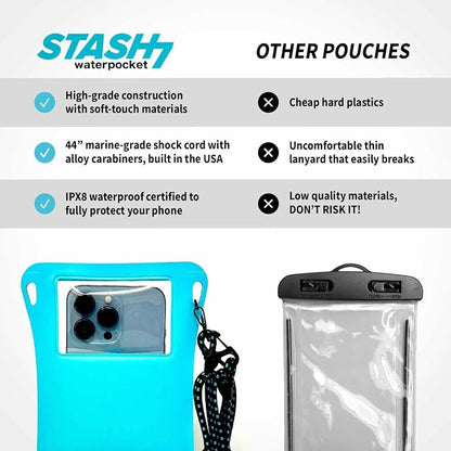 Stash7 Waterproof Phone Pouch w/Long Lanyard | IPX8 Adventure Grade Cellphone Dry Bag Case, Fits iPhone 15 Pro Max,14 Pro Max, 13 Pro Max, XS, XR, Galaxy S21, for Snorkeling, Kayaking, Cruise Orange