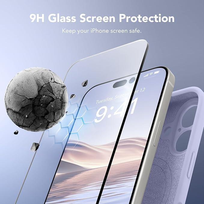 Magnetic for iPhone 17 Case, Compatible with MagSafe, [Full Camera Protection][Screen Protector] Silicone Shockproof Protective Phone Case for iPhone 17 6.3", Lilac