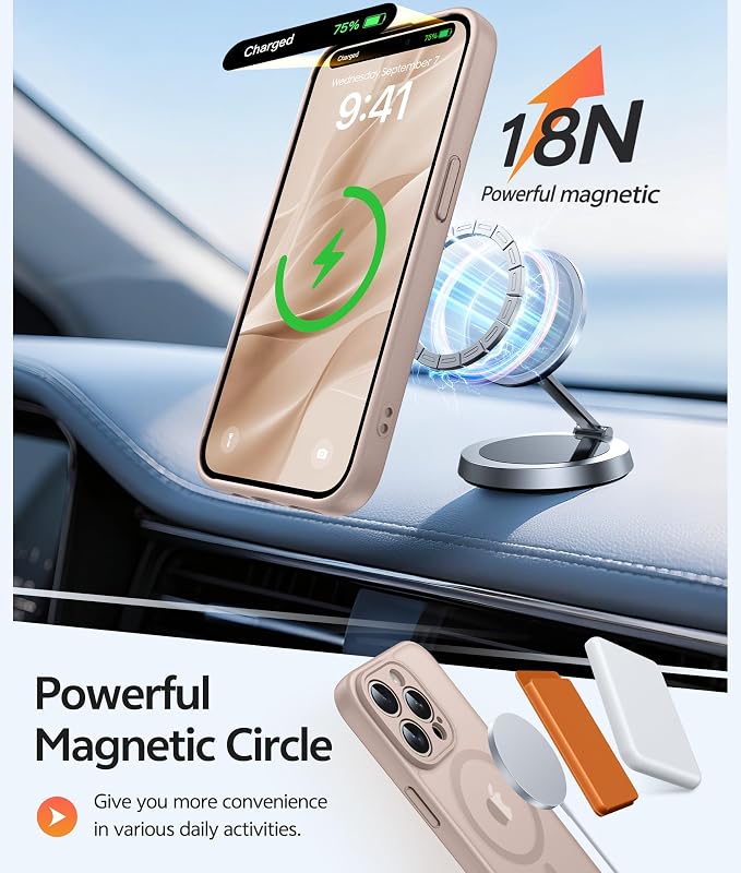 FNTCASE for iPhone 15 Pro Case: [Compatible with Magsafe] Translucent Matte Cases with [Full Camera Protection] [Screen Protector] Military Grade Shockproof Protective Phone Cover - Desert Gold