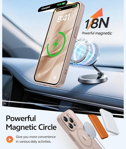 FNTCASE for iPhone 15 Pro Case: [Compatible with Magsafe] Translucent Matte Cases with [Full Camera Protection] [Screen Protector] Military Grade Shockproof Protective Phone Cover - Desert Gold