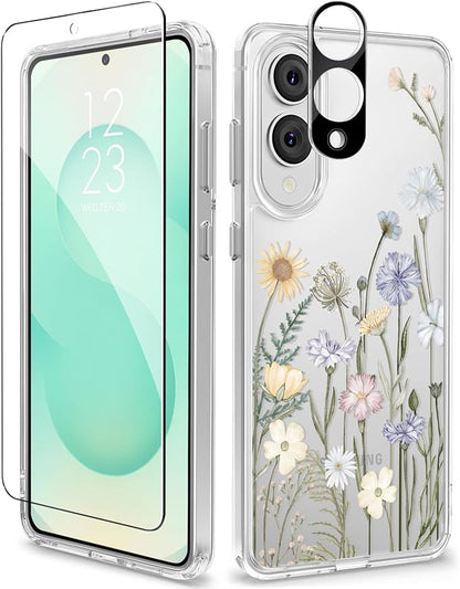GVIEWIN for Samsung Galaxy S25 Edge Case, Clear Floral Shockproof Protective Women Phone Case, Non-Yellowing, Screen&Camera Lens Protector for Galaxy S25 Edge 6.7",Vibrant Spring