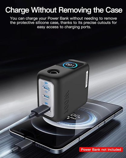 Silicone Case for Anker GaNPrime Lite 100W Charger (A121B, 4-Port),Full-Body Protective Cover for Anker Prime Power Bank,Precise Port Cutouts (Case Only) Black