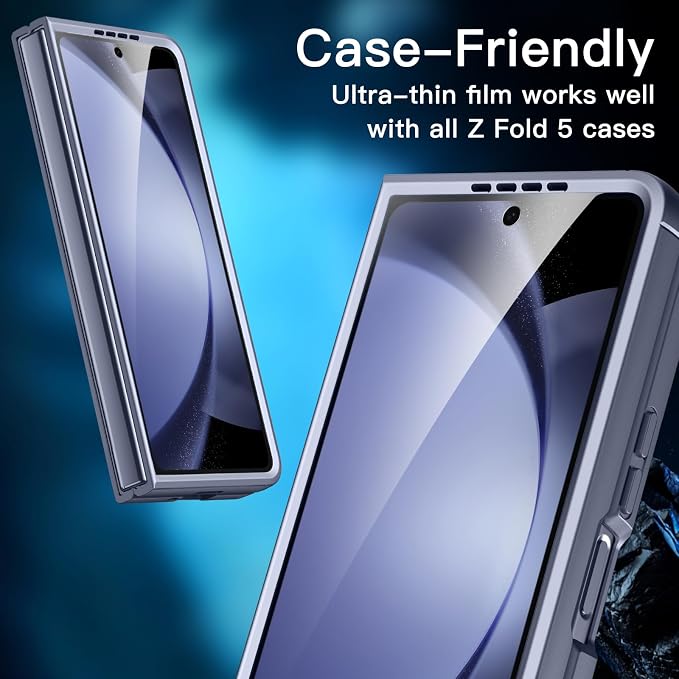 JETech Front Screen Protector for Samsung Galaxy Z Fold 5, 3-Pack | Full-Coverage PET Film, HD Clear, Case-Friendly Design