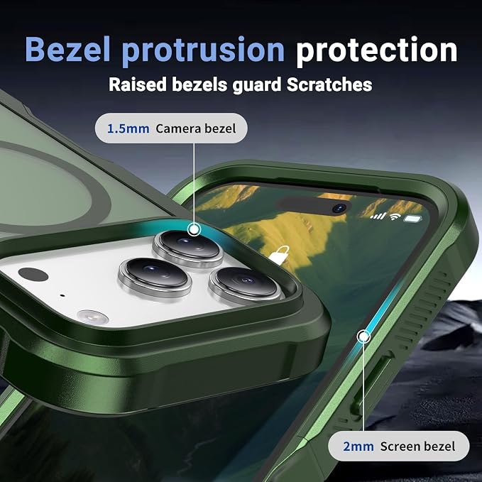 jaroco Magnetic for iPhone 17 Pro Case, [Compatible with MagSafe][Military Grade Drop Protection][Heavy Duty Protection][Non-Slip][Shockproof] 2-Layer Durable Bumper Phone Casee 6.3''-Army Green