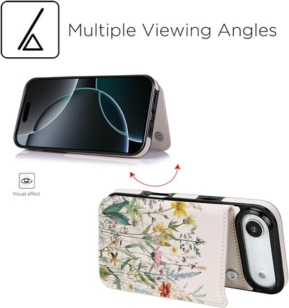 uCOLOR for iPhone 17 Air Wallet Case with Card Holder PU Leather RFID Blocking Design iPhone Air flip case for Women Men Magnetic Clasp Kickstand Design 6.5 inch (Desert Flowers)