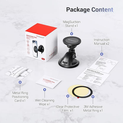 PROfezzion Magnetic Shower Mirror Phone Holder Reusable Suction Cup Phone Mount Compatible with iPhone 17 16 15 14 13 12 & All Phones, Rotating Stand for Glass Window Bathroom Kitchen, Black